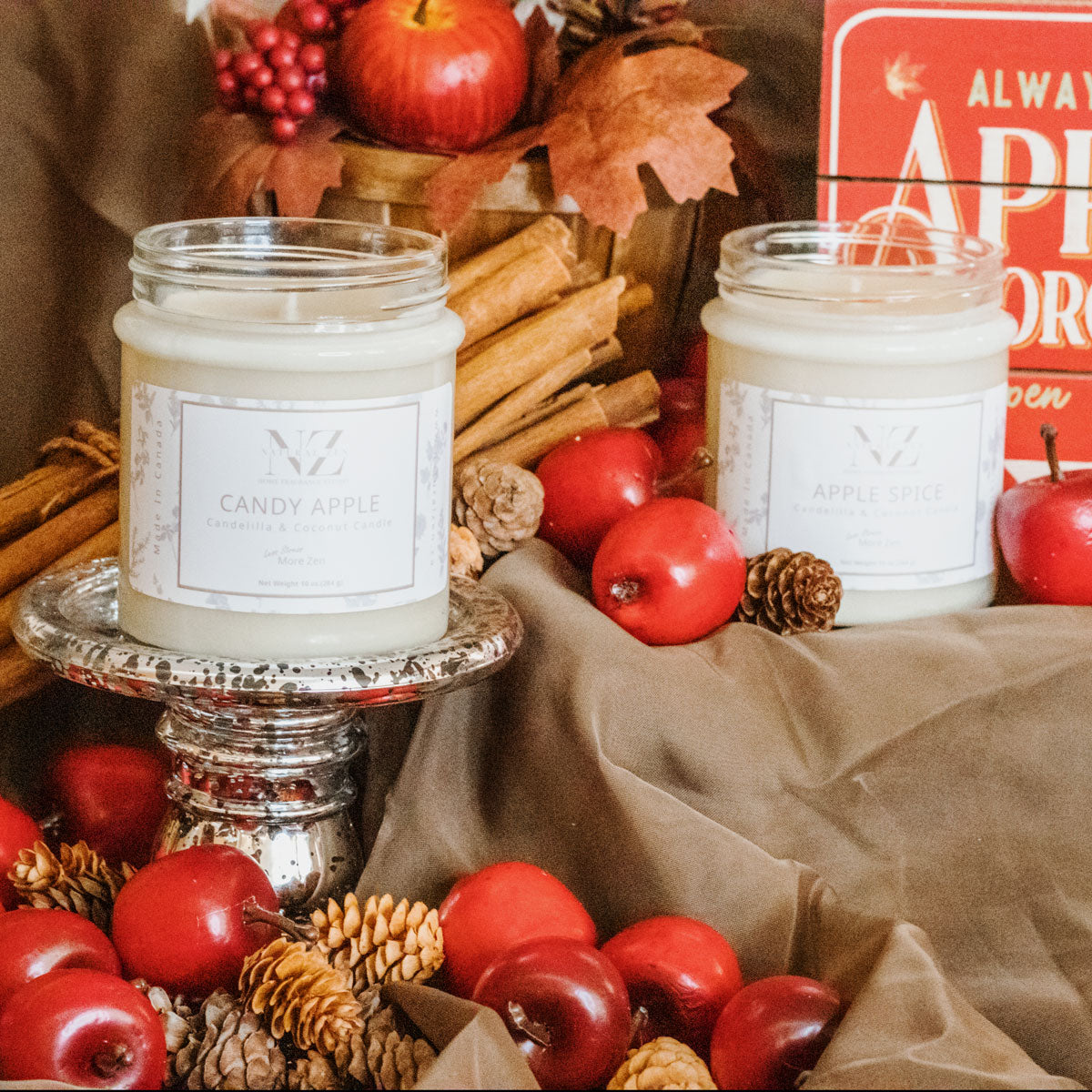 Imagine the scent of crisp apples freshly cut, a sprinkling of cinnamon, brown sugar, and the feeling of comfort filling your home. This is the experience of our new Apple Spice candles. Whether you have company over to enjoy the season or want to curl up with your favorite book to enjoy a quiet evening, this candle will fill the room with the scent of home and help you to enjoy the experience.  Scented with essential oils and true flower essences that are vegan and contain no allergens.